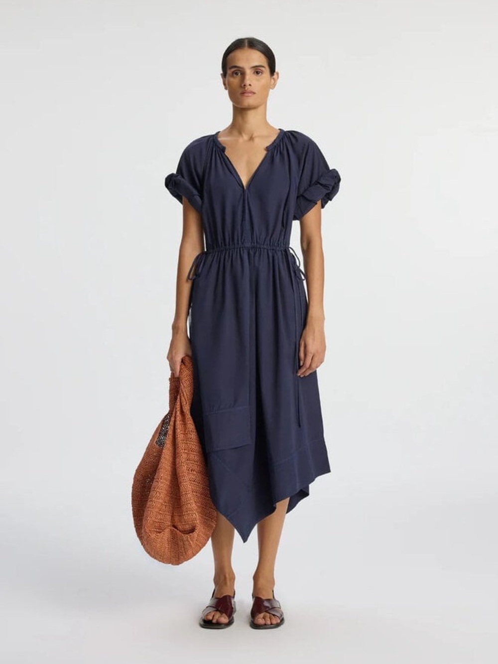 A.L.C. Odin Dress Maritime Navy Midi Asymmetrical Size 6